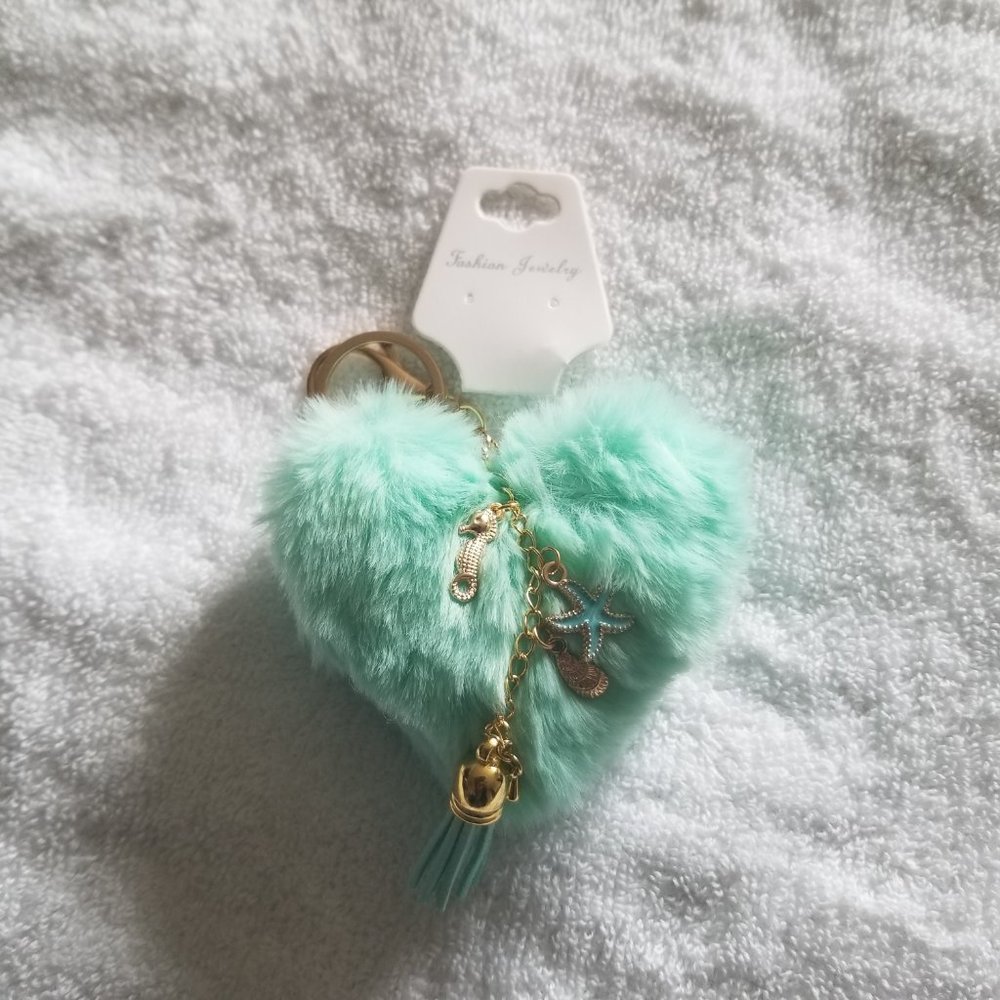 Heart Pom Pom Keychain with Charms - Picture 4 of 5